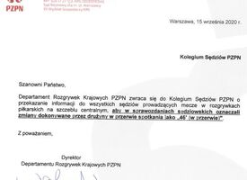 Komunikat Departamentu Rozgrywek Krajowych PZPN