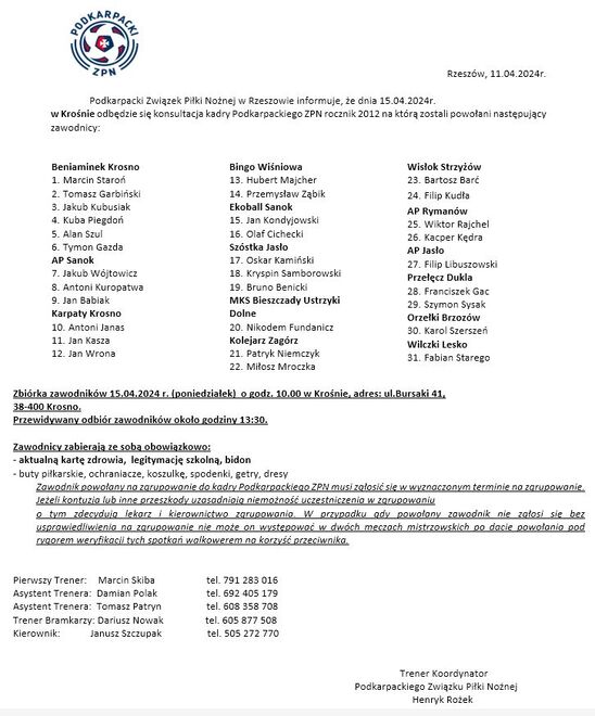 Konsultacja kadry - powołania