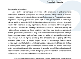 List Prezesów Wojewódzkich Związków Piłki Nożnej do Premiera... 