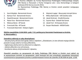 Powołania do kadry podokręgu na turniej w Pysznicy