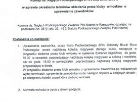 Uchwała Komisji ds. Nagłych Podkarpackiego ZPN